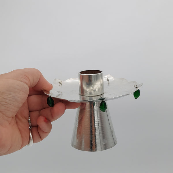 Copper Candle Holder with Green Droplets