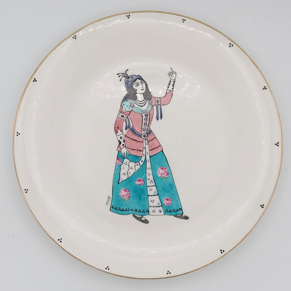 Hand Painted Qajar Golgoli Banou Plate