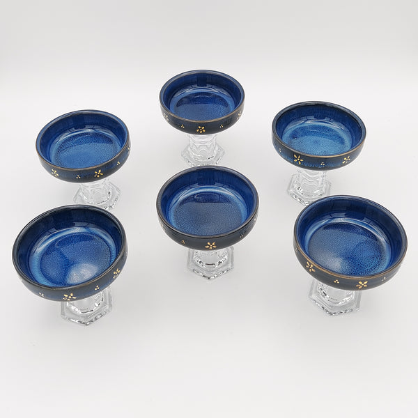 Small Lajevard Bowl With Glass Stand & Gold Touches
