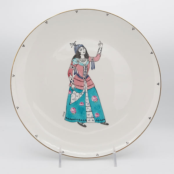 Hand Painted Qajar Golgoli Banou Plate