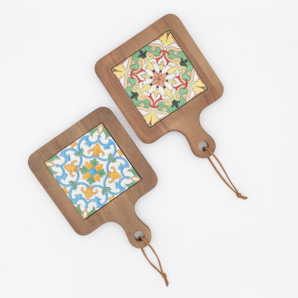 Solid Wood Hand Painted Tile Coaster