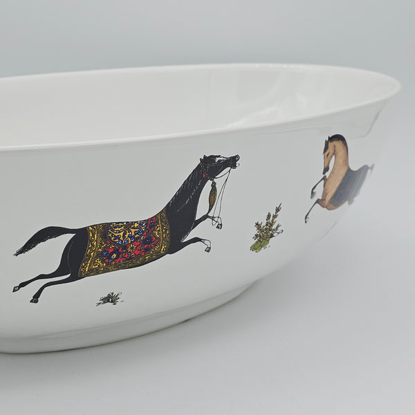 Torkaman Horses Oval Large Ceramic Bowl