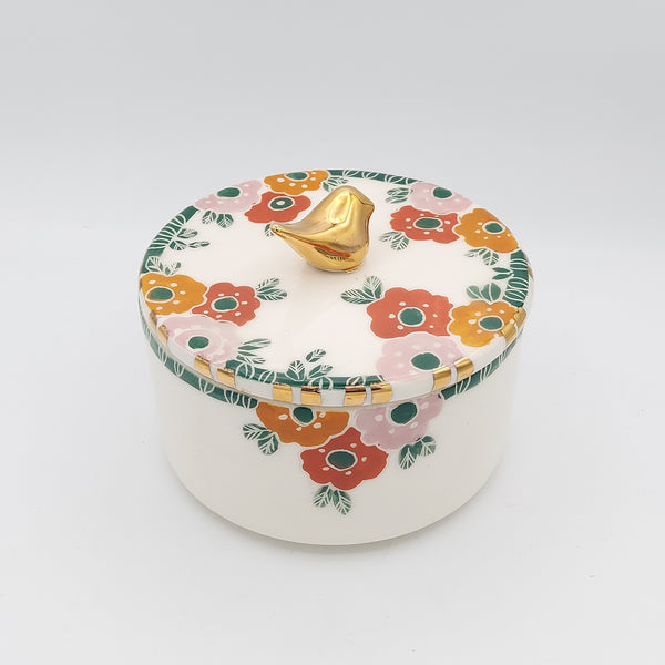 Morgh-o-Gol Lidded Ceramic Bowl with Gold Touches