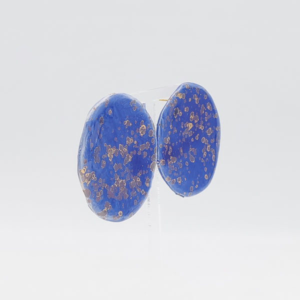Gold-Speckled Round Ceramic Earrings