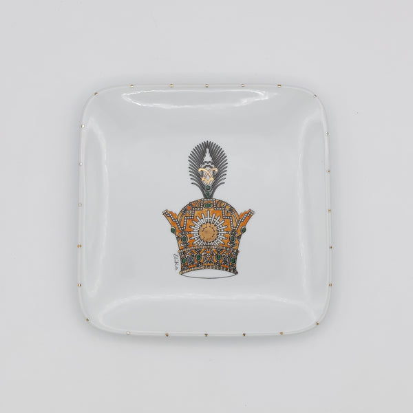 Hand Painted Pahlavi Crown Appetizer Plate