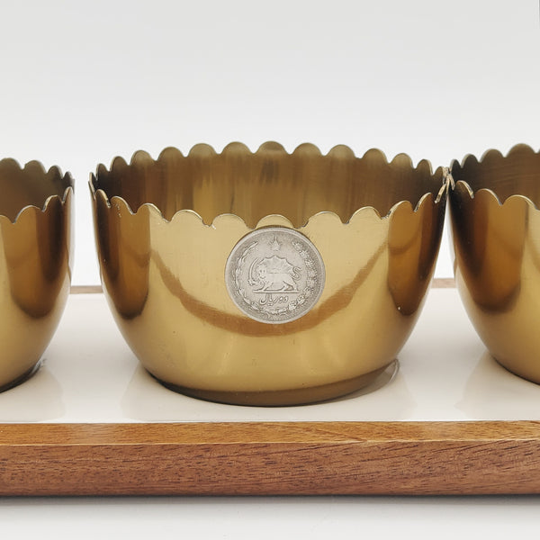 Triple Bowl with Pahlavi Coin & Tray