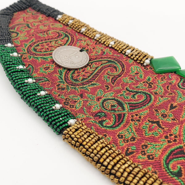 Hand Beaded Termeh Belt with Coin & Stone