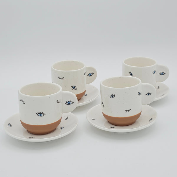 Evil Eye Espresso Cup with Saucer (Set of 2)