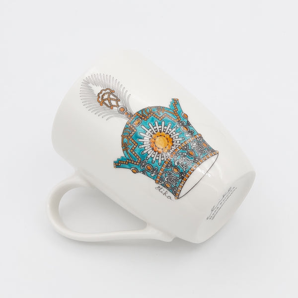 Hand Painted Turquoise Pahlavi Crown Mug