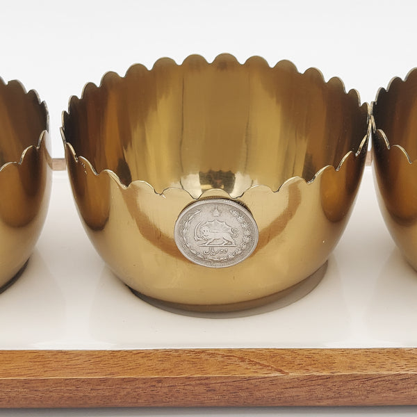 Triple Bowl with Pahlavi Coin & Tray