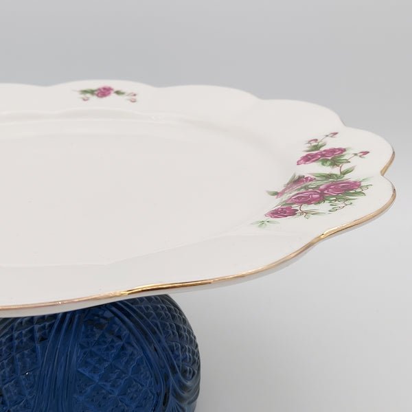 Wavy Rim Golesorkhi Plate With Blue Glass Stand