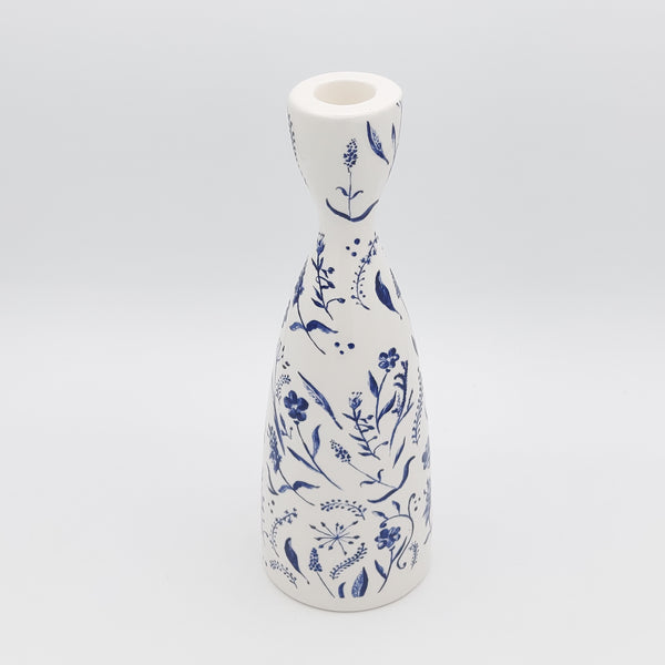 Blue Floral Ceramic Candle Holder