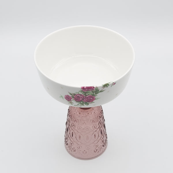 Golesorkhi Bowl With Gold Touches & Pink Glass Stand