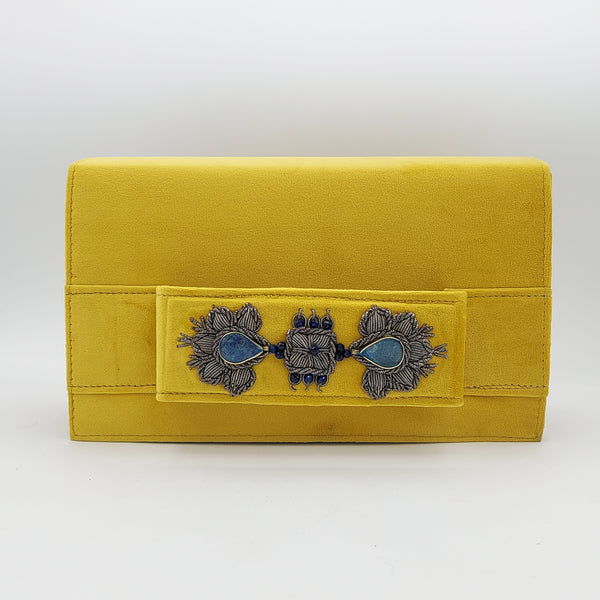 Yellow Amood Clutch with Lapis