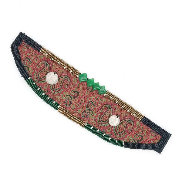 Hand Beaded Termeh Belt with Coin & Stone