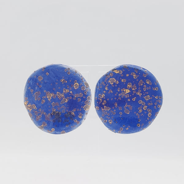 Gold-Speckled Round Ceramic Earrings