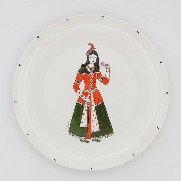 Hand Painted Rose Qajar Lady Plate