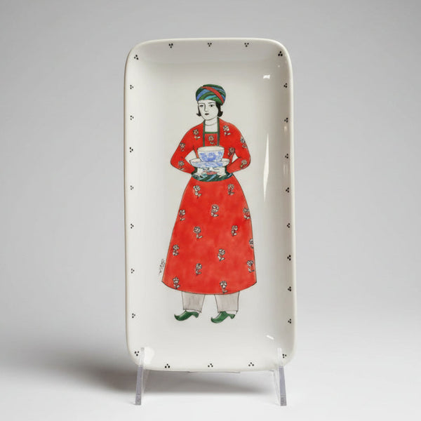 Qajar Man in Red with Bowl in Hand