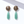 A pair of drop silver earrings with textured bronze-toned circular studs and dangling mint green teardrop-shaped beads, displayed on a clean white surface with a diagonal shadow.