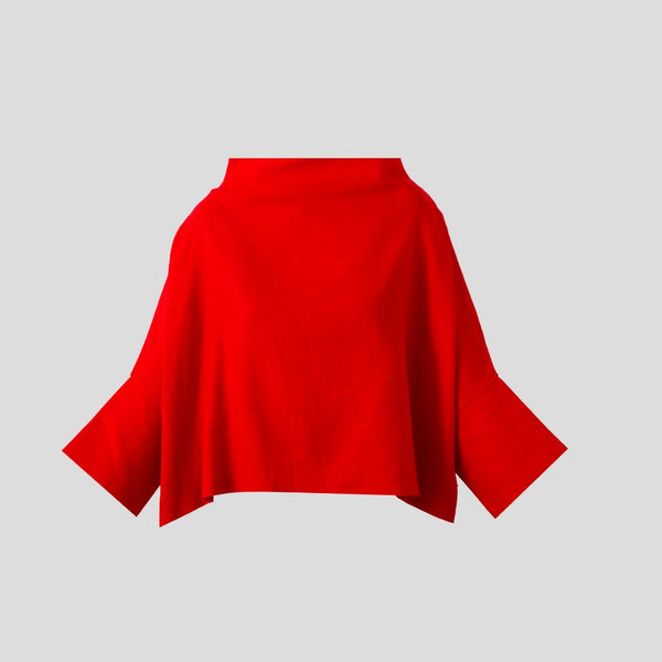 Red Square Linen Blouse