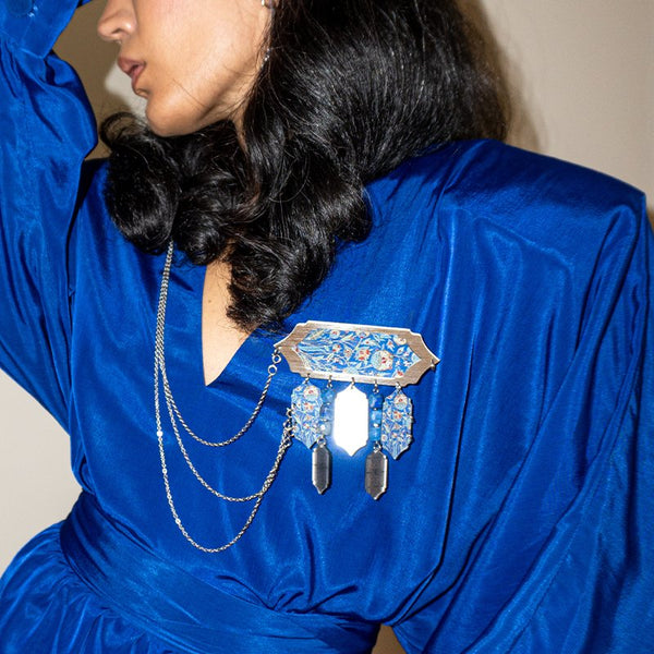 Vaqar Brooch – Blue